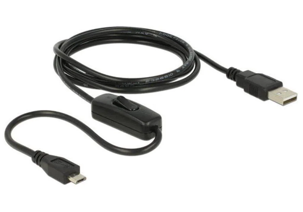 Delock Câble électrique USB 2.0 avec interrupteur USB A - Micro-USB B 1.5 m