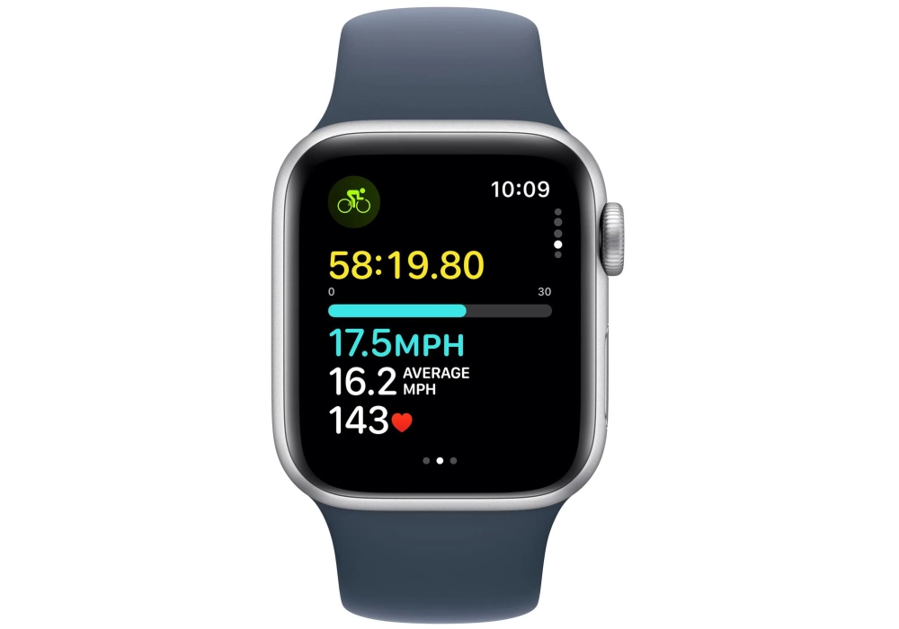 Apple Watch SE 2023 40 mm GPS Alu Argent Sport Bleu orage M/L