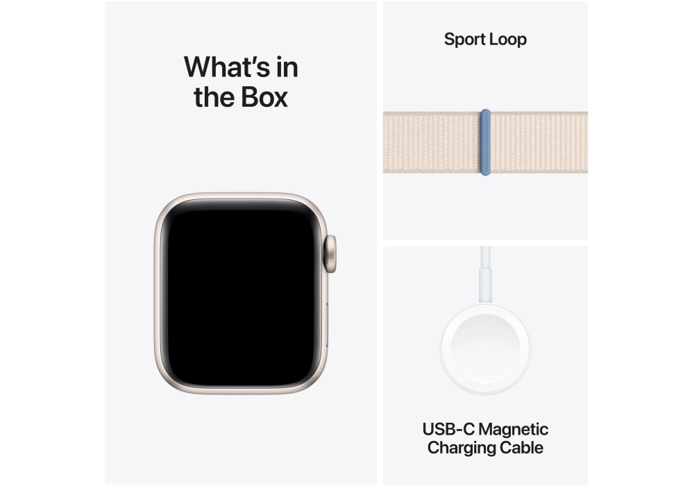 Apple Watch SE 2023 40 mm GPS Alu Sport Loop Lumière stellaire