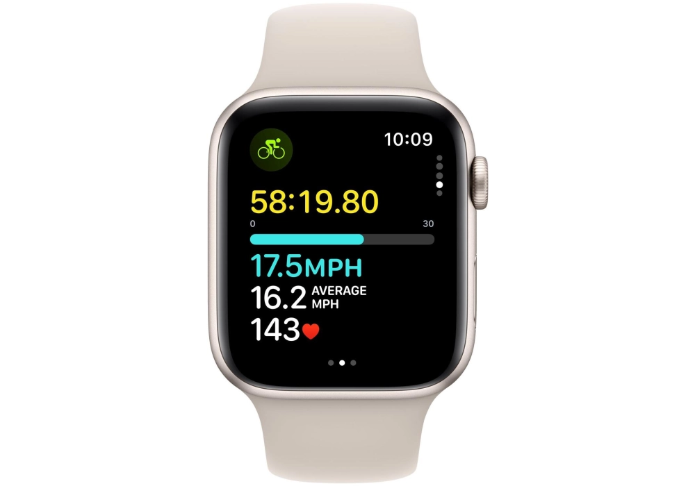 Apple Watch SE 2023 44 mm GPS Alu Sport Band Lumière stellaire M/L