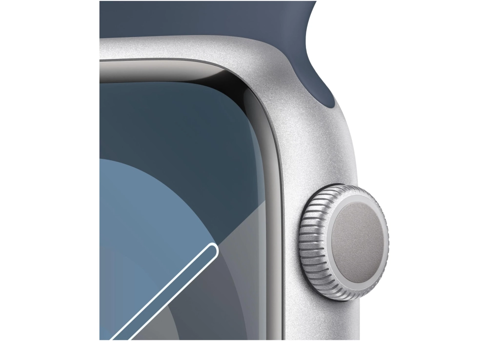 Apple Watch Series 9 45 mm Alu Argent Sport Bleu orage S/M