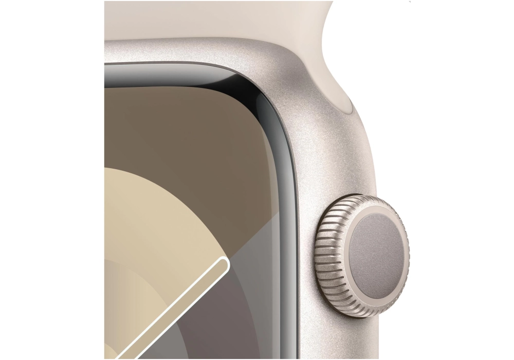 Apple Watch Series 9 45 mm Alu Lumière stellaire Sport M/L