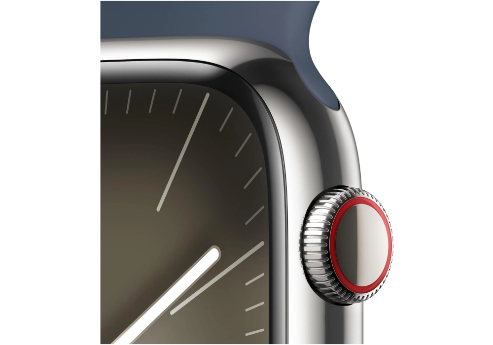 Apple Watch Series 9 45 mm LTE Argent Sport Bleu orage S/M