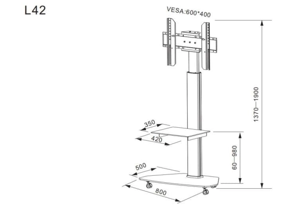 Audioraq Trolley TV Home Noir/Argenté