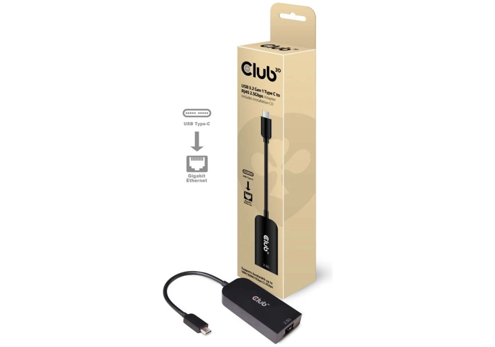 Club 3D USB 3.2 Type-C to 2.5Gbps LAN Adapter