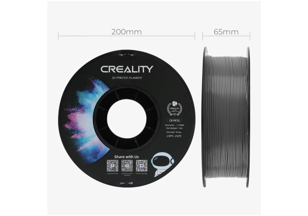 Creality Filament PETG, Gris, 1.75 mm, 1 kg