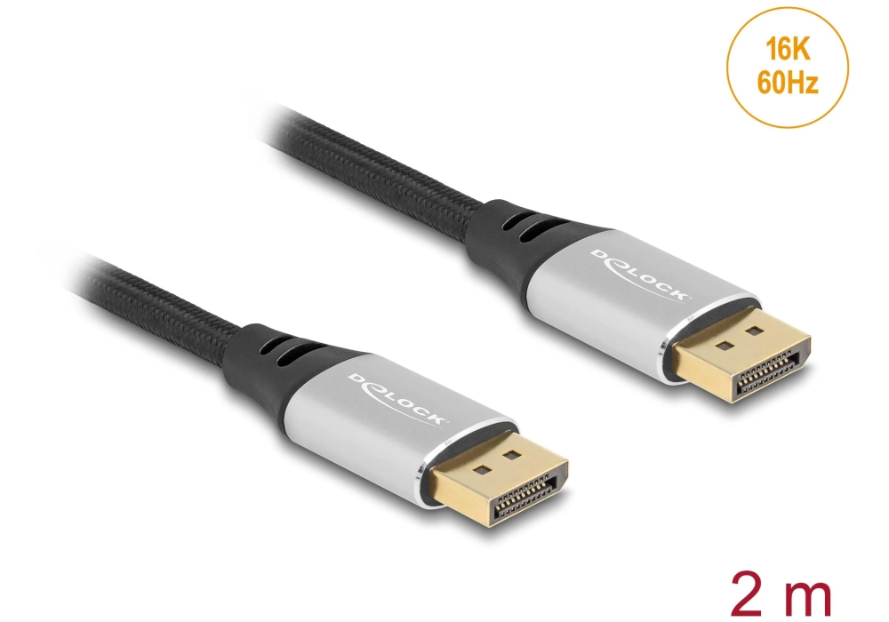 Delock Câble 16K 60 Hz DisplayPort - DisplayPort, 2 m, Argenté