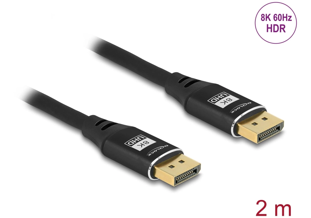 Delock Câble 8K 60 Hz DisplayPort - DisplayPort, 2 m, Noir