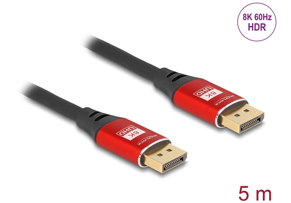 Delock Câble 8K 60 Hz DisplayPort - DisplayPort, 5 m, Rouge