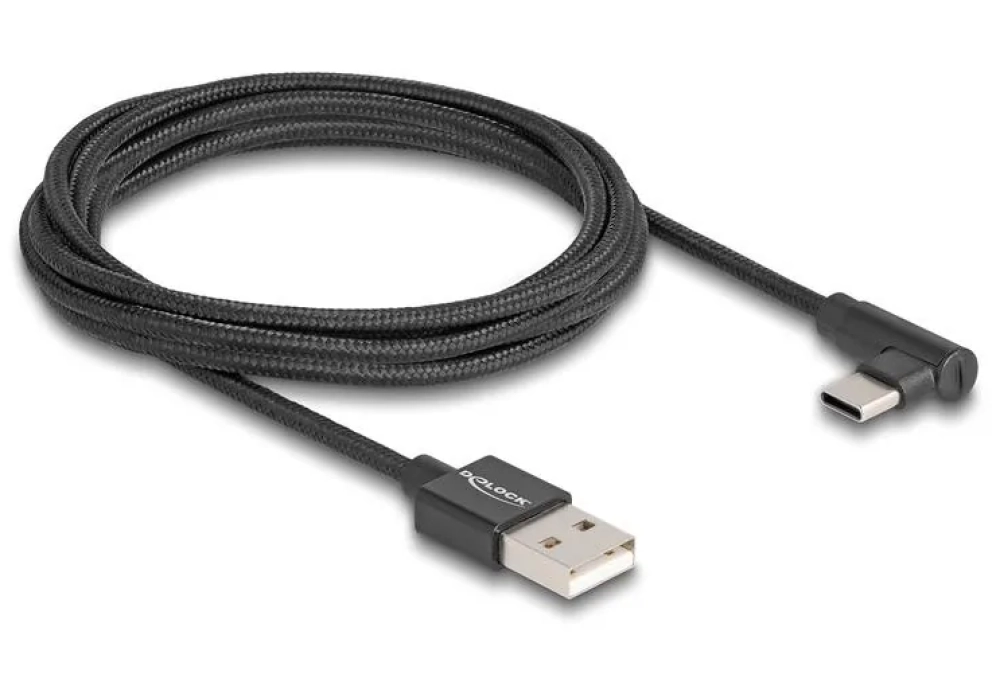 Delock Câble USB 2.0 USB A - USB C coudé 2 m