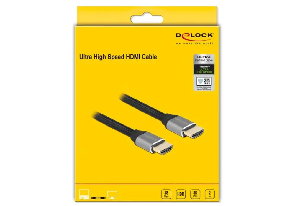 DeLock HDMI / HDMI - Câble 8K 60Hz - 2.0 m (Gris)