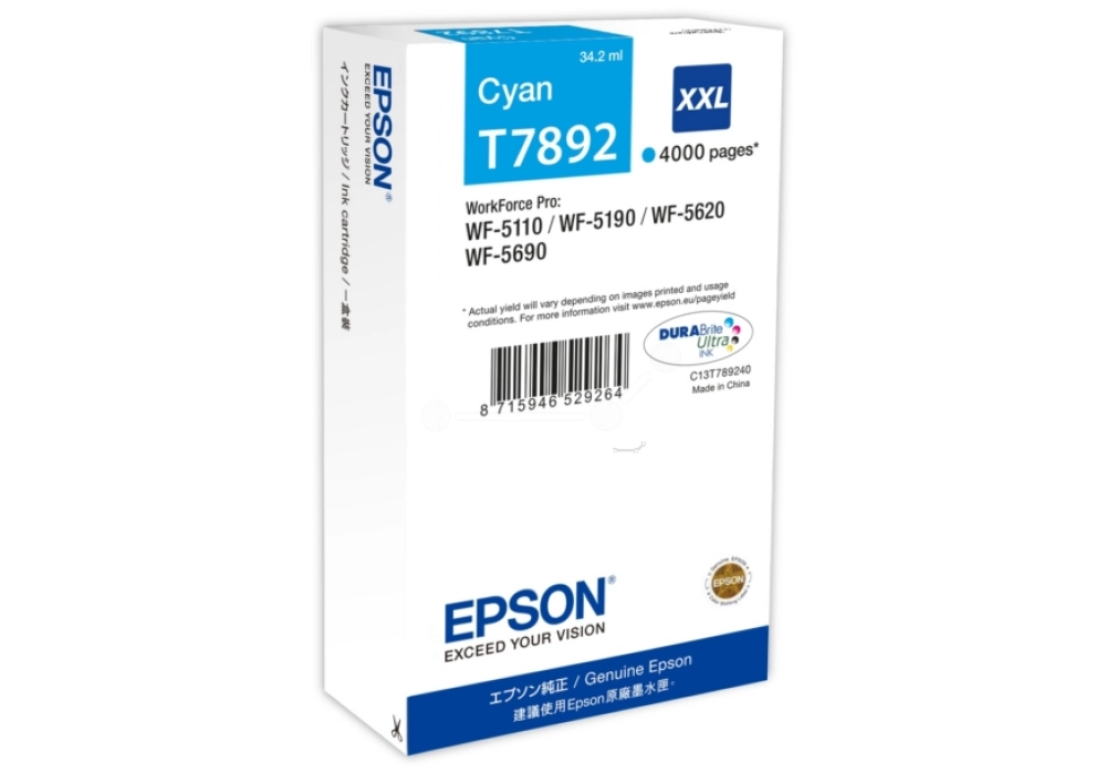 Epson Ink Cartridge T7892 - Cyan