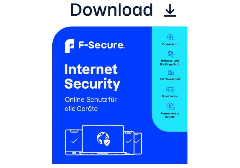 F-Secure Internet Security ESD, version complète, 1 appareil, 1 an