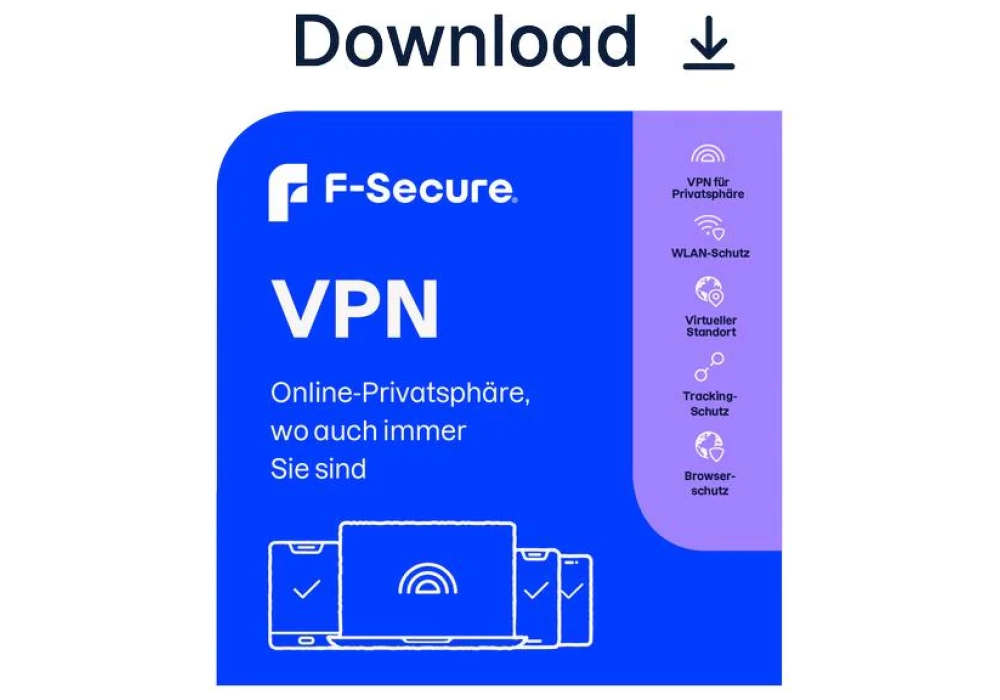 F-Secure Secure VPN ESD, version complète, 5 appareils, 1 an