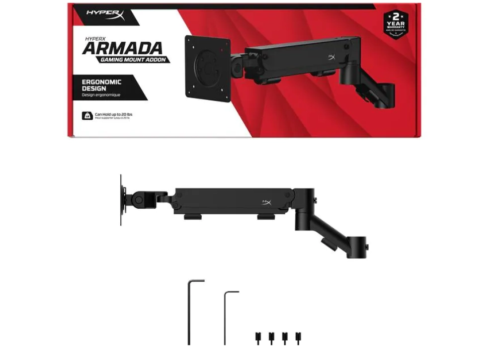 HyperX Armada Addon Gaming Mount jusqu’à 9.1 kg – Noir