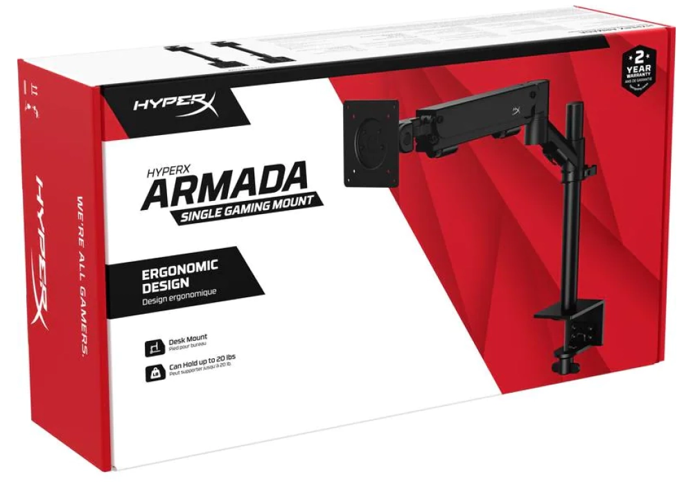 HyperX Armada Single Mount jusqu’à 9.1 kg – Noir