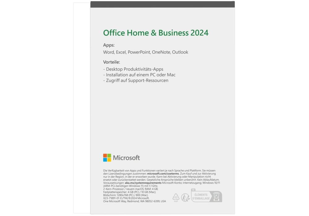 Microsoft Office Home and Business 2024 - Boite - DE