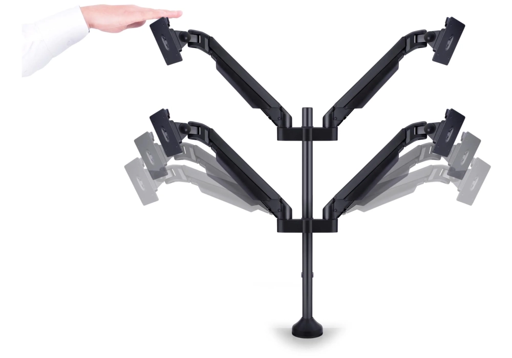 Multibrackets Supports de table Gas Lift Arm Quad jusqu'à 21 kg