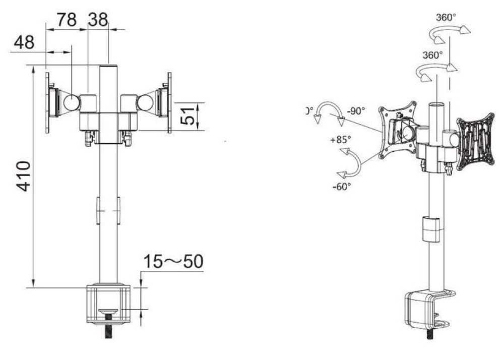 Multibrackets Supports de table Officeline Dual B2B jusqu'à 8 kg