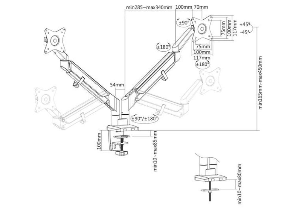 NEOMOUNTS Supports de table DS70-810BL2 jusqu'à 9 kg