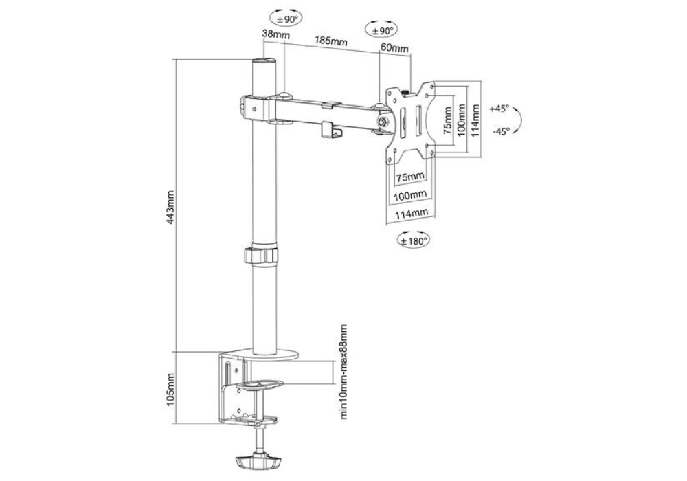 NEOMOUNTS Supports de table FPMA-D540BLACK jusqu'à 8 kg