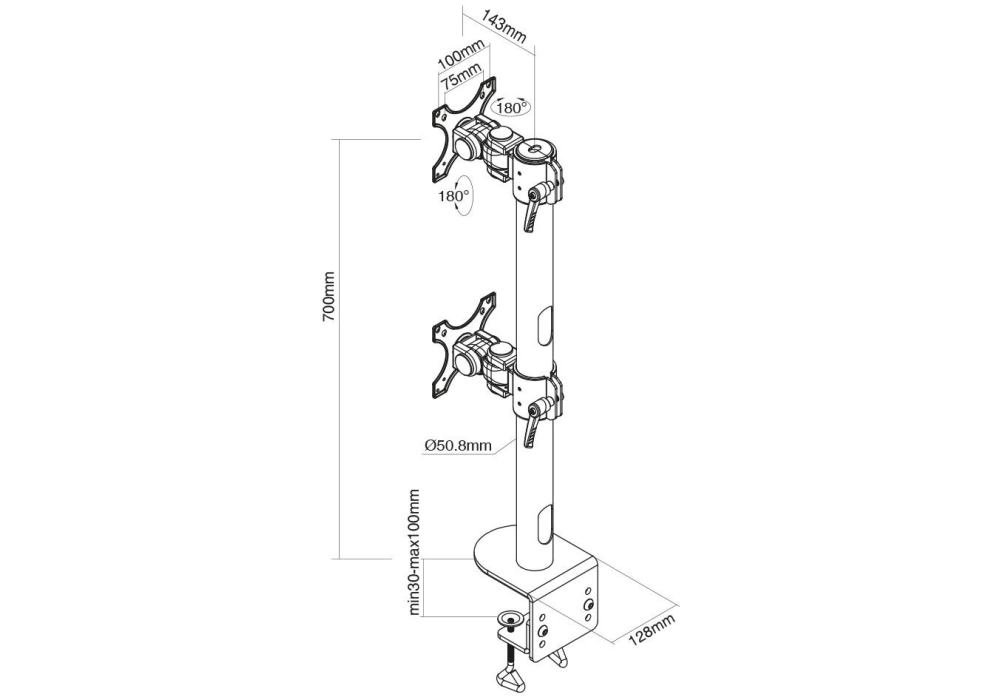 NEOMOUNTS Supports de table FPMA-D960DVBLACKPLUS jusqu'à 30 kg