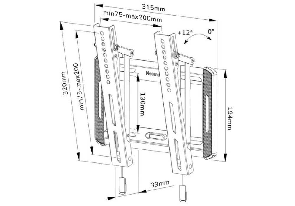 NEOMOUNTS Supports mural WL35-550BL12 Noir