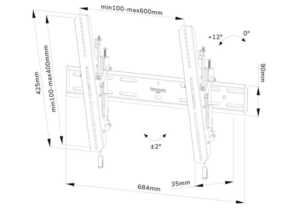 NEOMOUNTS Supports mural WL35S-850BL16 Noir