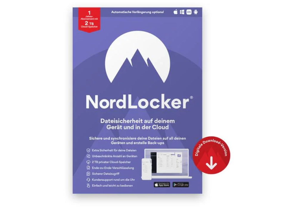 NordLocker ESD, version complète, 2 TB, 1 an