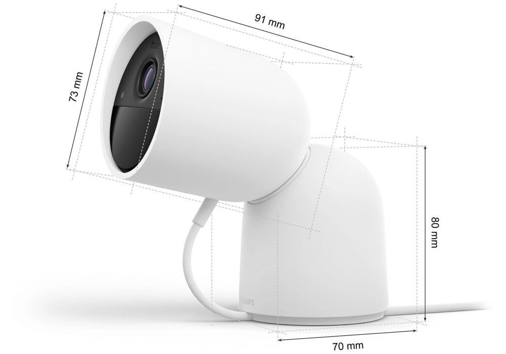 Philips Hue Kit sécurisé, caméra/capteur de contact/pied, Câble, blanc