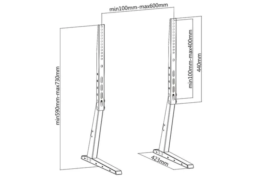 PureMounts Pied de support PM-TVS-02 Noir