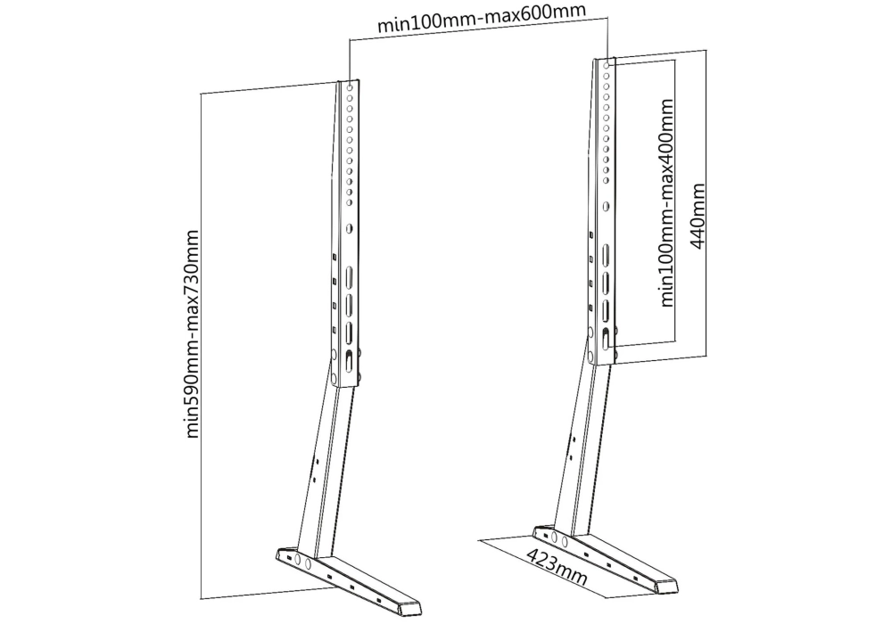 PureMounts Pied de support PM-TVS-02 Noir