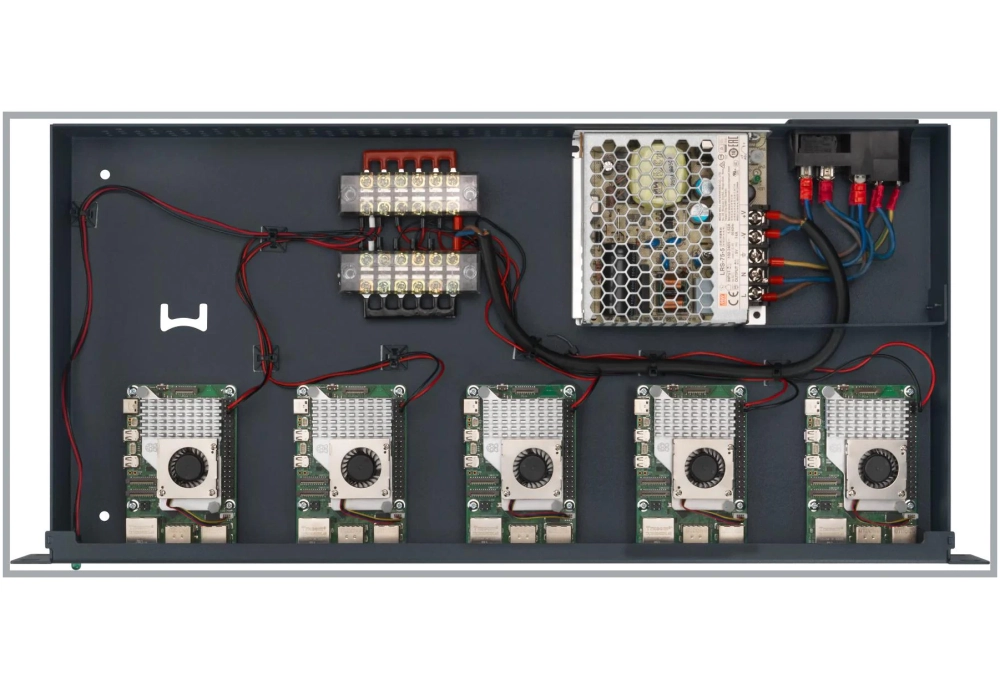 Rackmount IT Kits de montage en rack RM-PI-T2 pour 5x Raspberry PI 4, PSU inclus