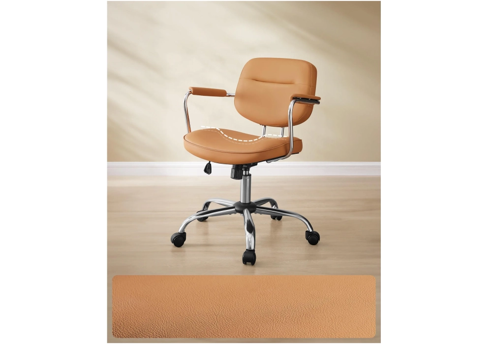 Songmics Chaise de bureau avec dossier rembourré et accoudoirs, Marron caramel