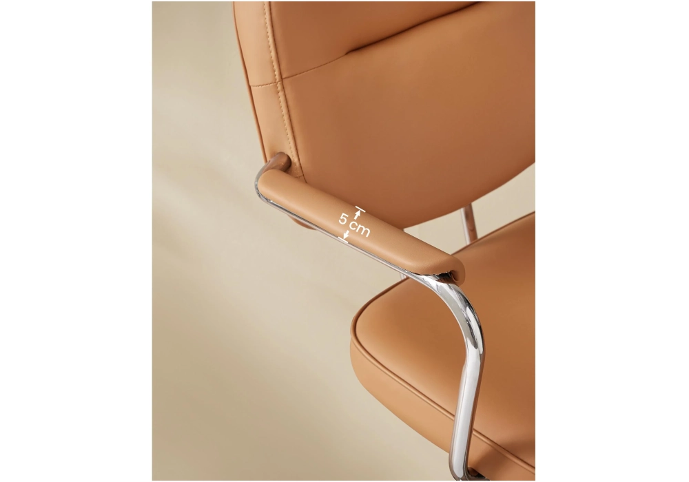 Songmics Chaise de bureau avec dossier rembourré et accoudoirs, Marron caramel