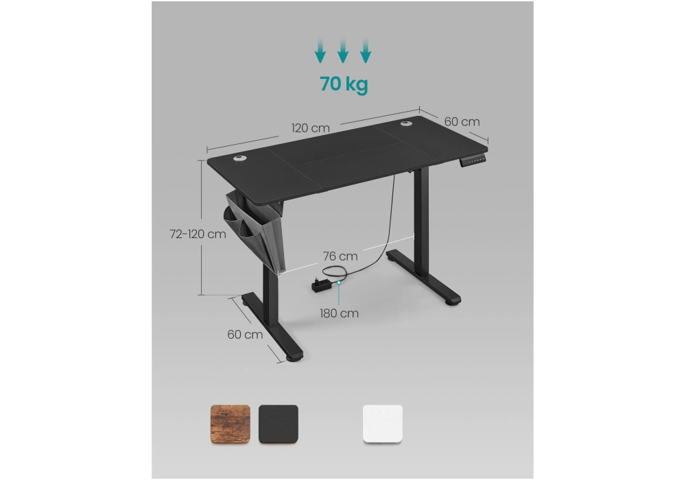 Songmics Table haute 120 x 60 cm, réglable en hauteur