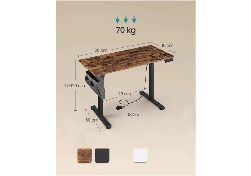 Songmics Table haute 120 x 60 cm, réglable en hauteur