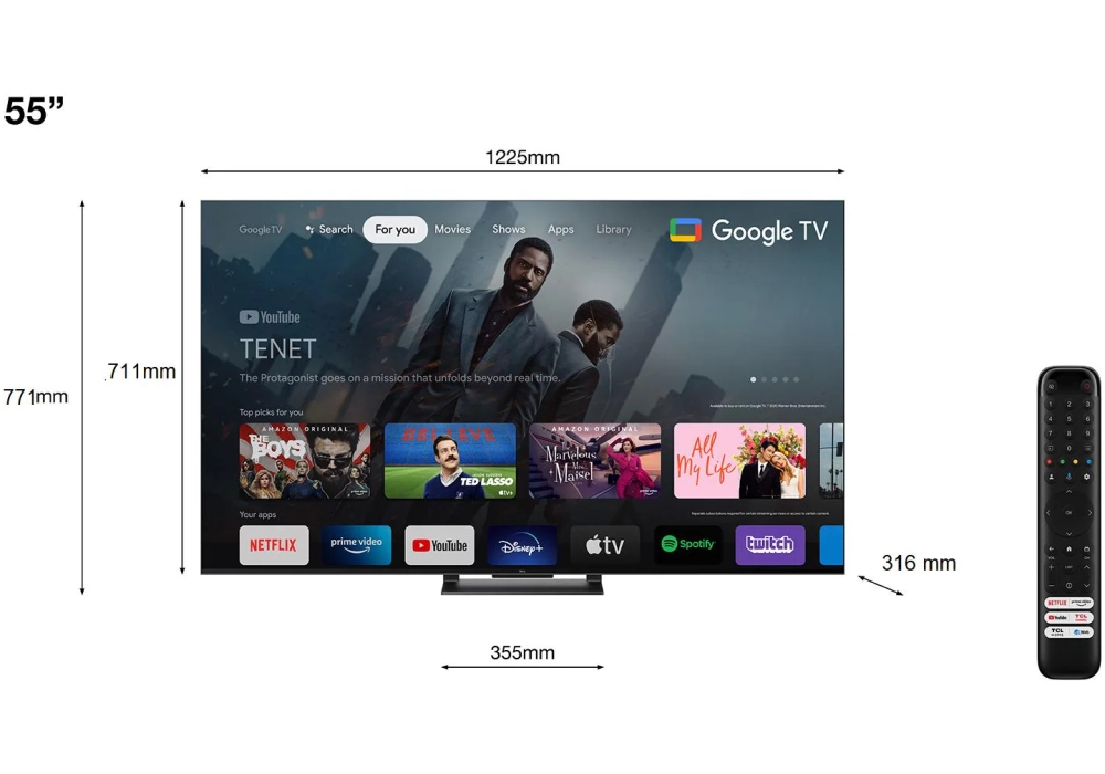 TCL TV 55C745 55", 3840 x 2160 (Ultra HD 4K), QLED