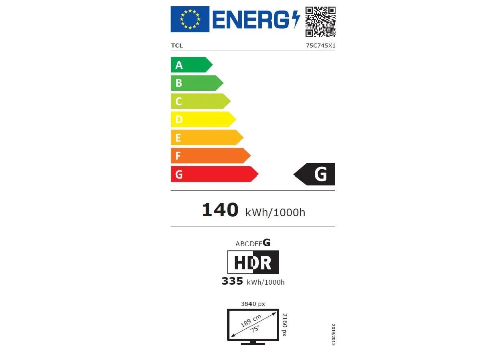TCL TV 75C745 75", 3840 x 2160 (Ultra HD 4K), QLED