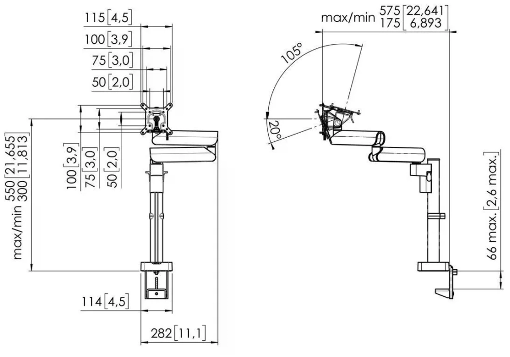 Vogel's Supports de table Momo 2137 Motion jusqu’à 20 kg – Noir